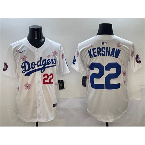 Men's Los Angeles Dodgers #22 Clayton Kershaw White 2025 Tokyo Series Limited Stitched Baseball Jersey - Ujersey