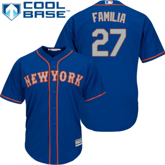Men's Majestic New York Mets #27 Jeurys Familia Replica Royal Blue Alternate Road Cool Base MLB Jersey - Ujersey