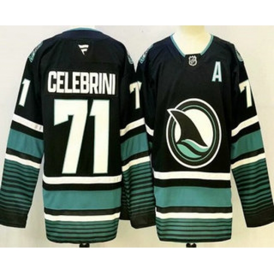 Men's San Jose Sharks #71 Macklin Celebrini Black Authentic Jersey - Ujersey