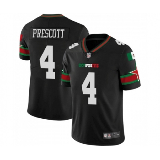 Men's Nike Dallas Cowboys #4 Dak Prescott Black Mexico Vapor Limited Stitched Football Jersey - Ujersey