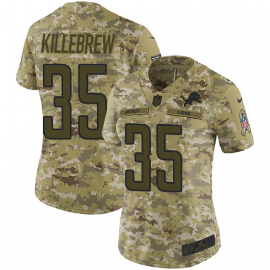 Women's Nike Detroit Lions #35 Miles Killebrew Limited Camo 2018 Salute to Service NFL Jersey - Ujersey