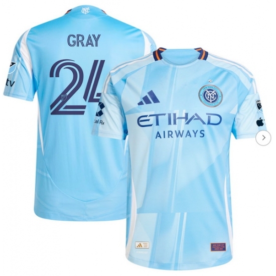 Men's New York City FC Tayvon Gray adidas Light Blue 2025 The Excelsior Kit Authentic Player Jersey - Ujersey