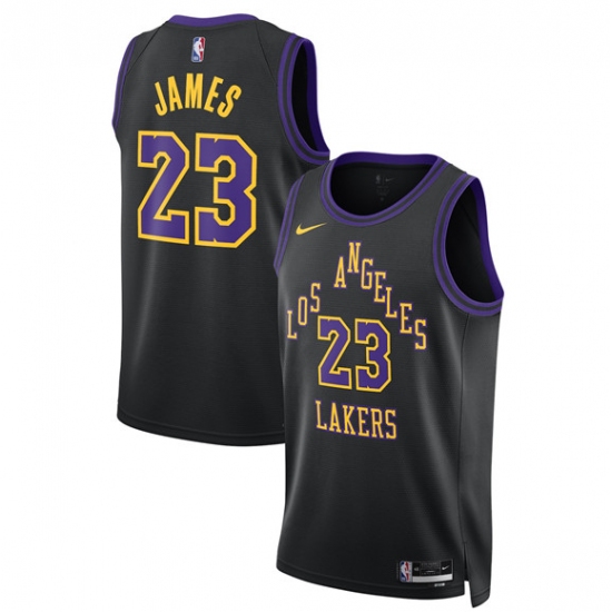 Men's Los Angeles Lakers #23 LeBron James Black 2025-26 City Edition Stitched Basketball Jersey - Ujersey