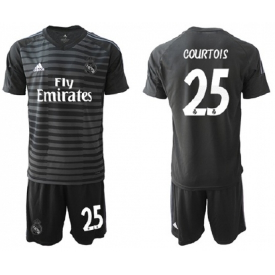 Real Madrid #25 Courtois Black Goalkeeper Soccer Club Jersey