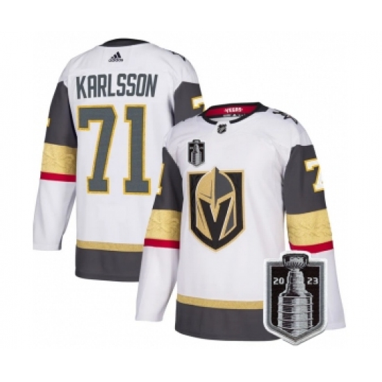 Men's Vegas Golden Knights #71 William Karlsson White 2023 Stanley Cup Final Stitched Jersey - Ujersey