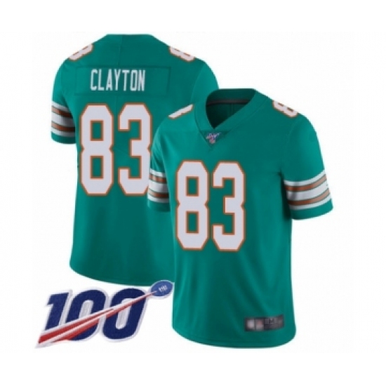 Men's Miami Dolphins #83 Mark Clayton Aqua Green Alternate Vapor Untouchable Limited Player 100th Season Football Jersey - Ujersey