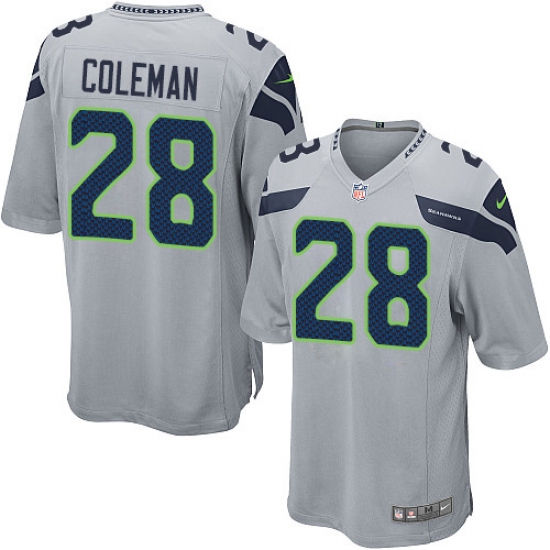 Men's Nike Seattle Seahawks #28 Justin Coleman Game Grey Alternate NFL Jersey - Ujersey