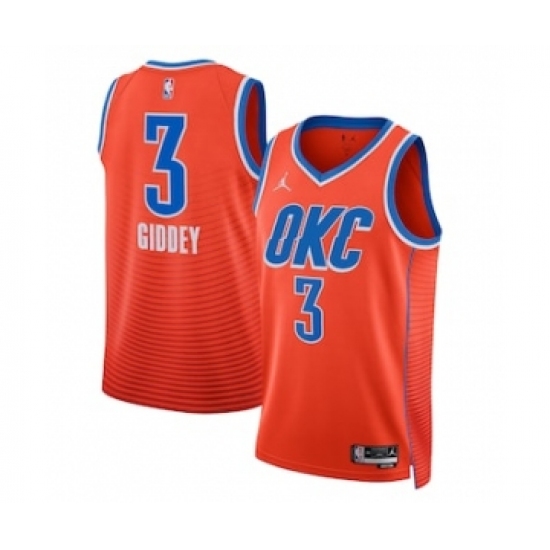 Men's Oklahoma City Thunder #3 Josh Giddey Orange Statement Edition Stitched Basketball Jersey - Ujersey