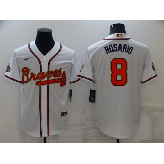 Men's Atlanta Braves #8 Eddie Rosario Nike White 2022 Gold Program Authentic Player Jersey - Ujersey