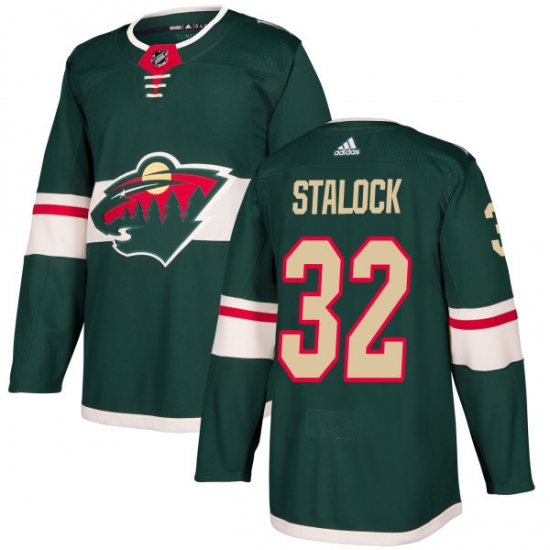 Men's Adidas Minnesota Wild #32 Alex Stalock Authentic Green Home NHL Jersey - Ujersey