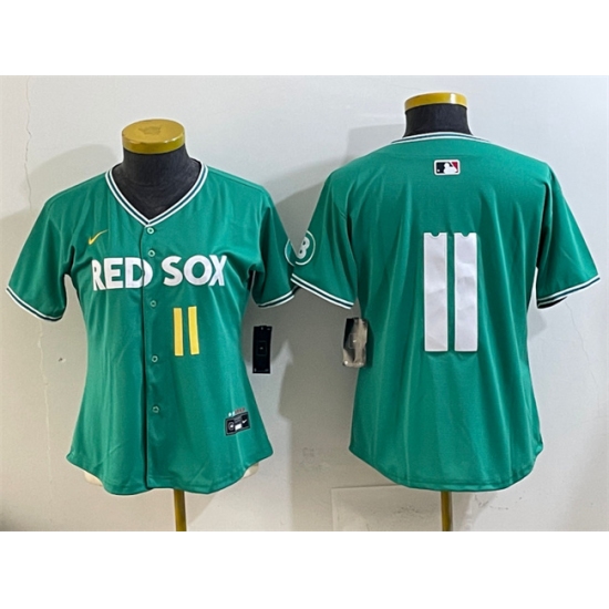 Youth Boston Red Sox #11 Rafael Devers Green 2025 City Connect Limited Stitched Baseball Jersey - Ujersey
