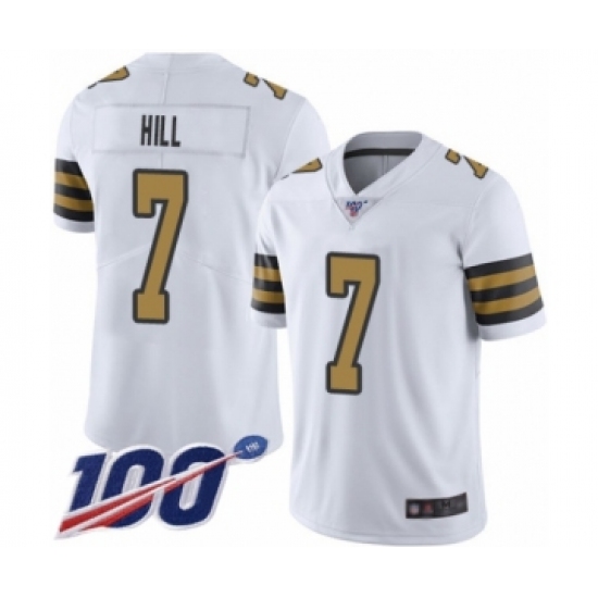 Men's New Orleans Saints #7 Taysom Hill Limited White Rush Vapor Untouchable 100th Season Football Jersey - Ujersey