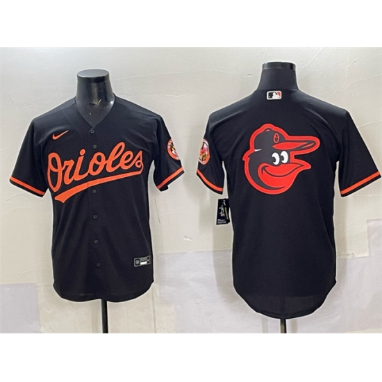 Men's Baltimore Orioles Black Team Big Logo Cool Base Stitched Jersey - Ujersey