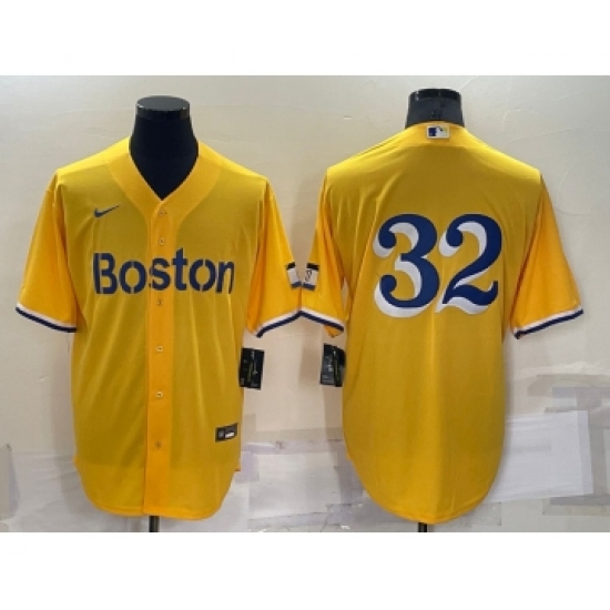 Men's Boston Red Sox #32 Matt Barnes Gold No Name 2021 City Connect Stitched MLB Cool Base Nike Jersey - Ujersey