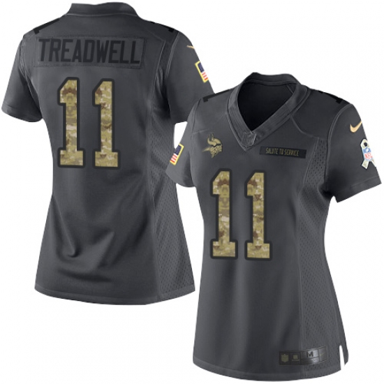 Women's Nike Minnesota Vikings #11 Laquon Treadwell Limited Black 2016 Salute to Service NFL Jersey - Ujersey