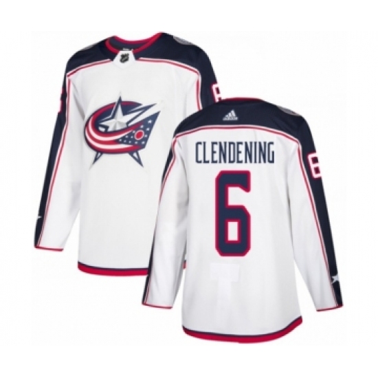 Men's Adidas Columbus Blue Jackets #6 Adam Clendening Authentic White Away NHL Jersey - Ujersey