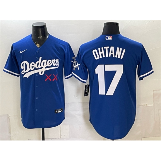 Men's Los Angeles Dodgers x KAWS #17 Shohei Ohtani Royal Vapor Premier Limited Stitched Baseball Jersey
