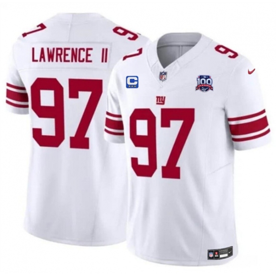 Men's New York Giants #97 Dexter Lawrence II White 2024 F.U.S.E. With 3-Star C And 100TH Season Vapor Untouchable Limited Stitched Jersey - Ujersey