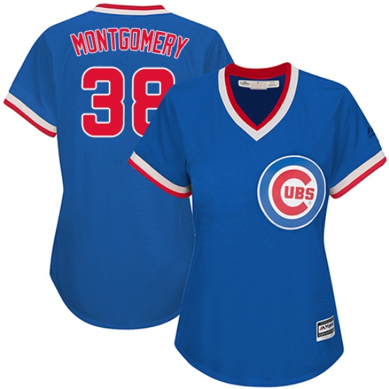 Women's Majestic Chicago Cubs #38 Mike Montgomery Authentic Royal Blue Cooperstown MLB Jersey - Ujersey