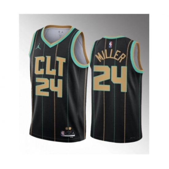 Men's Charlotte Hornets #24 Brandon Miller Black 2023 Draft City Edition Stitched Basketball Jersey - Ujersey