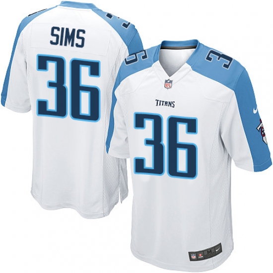 Men's Nike Tennessee Titans #36 LeShaun Sims Game White NFL Jersey - Ujersey