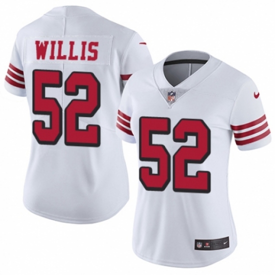 Women's Nike San Francisco 49ers #52 Patrick Willis Limited White Rush Vapor Untouchable NFL Jersey - Ujersey
