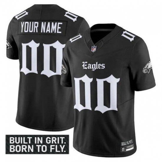 Men's Philadelphia Eagles Active Player Custom Black 2025 F.U.S.E. 'Gothic Philly Edition' Vapor Limited V2 Football Stitched Jersey - Ujersey