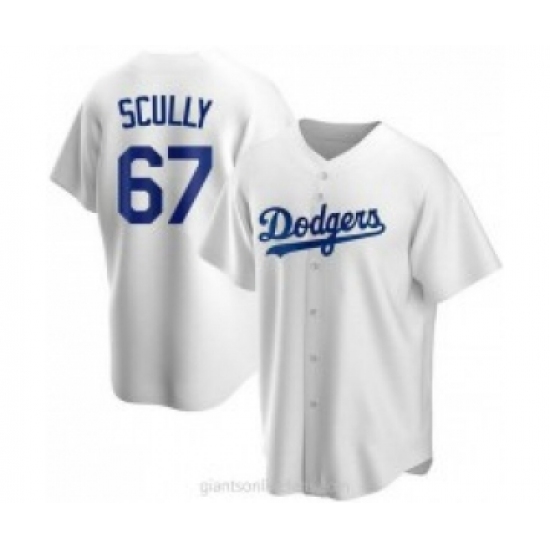 Men's Los Angeles Dodgers #67 Vin Scully White Stitched MLB Cool Base Nike Jersey - Ujersey