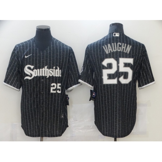 Men's Chicago White Sox #25 Andrew Vaughn 2021 City Connect Replica Black Jersey - Ujersey