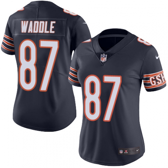 Women's Nike Chicago Bears #87 Tom Waddle Navy Blue Team Color Vapor Untouchable Limited Player NFL Jersey - Ujersey