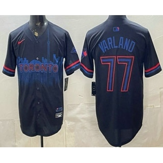 Men's Toronto Blue Jays #77 Louis Varland Black City Limited Jersey - Ujersey