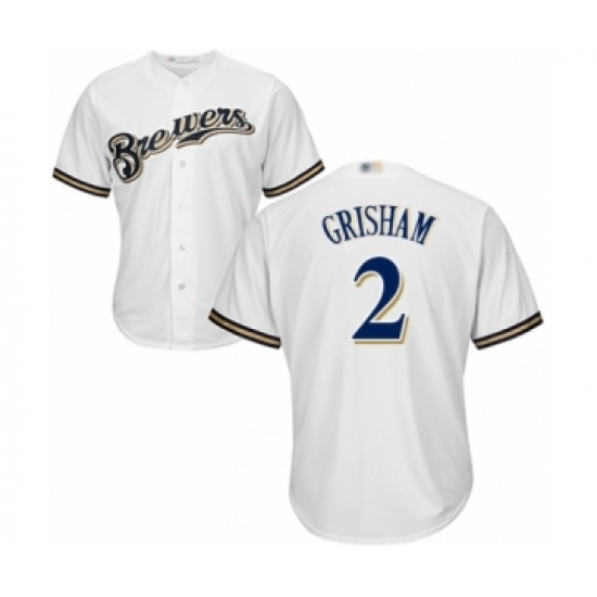 Youth Milwaukee Brewers #2 Trent Grisham Authentic White Home Cool Base Baseball Player Jersey - Ujersey