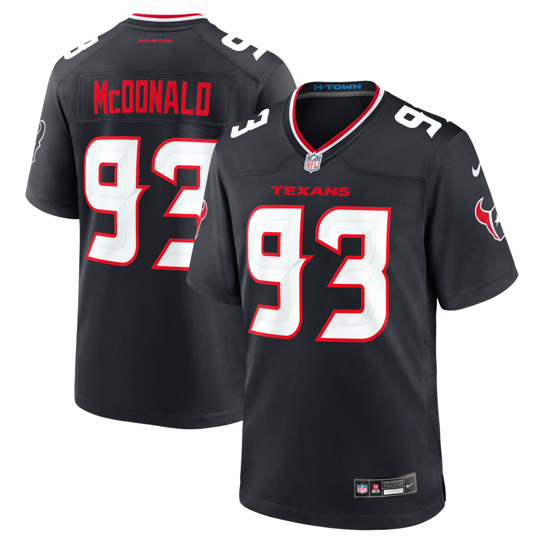 Men's Houston Texans Kayden McDonald Nike Navy Team Game Jersey - U-jersey