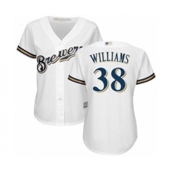Women's Milwaukee Brewers #38 Devin Williams Authentic White Home Cool Base Baseball Player Jersey - Ujersey