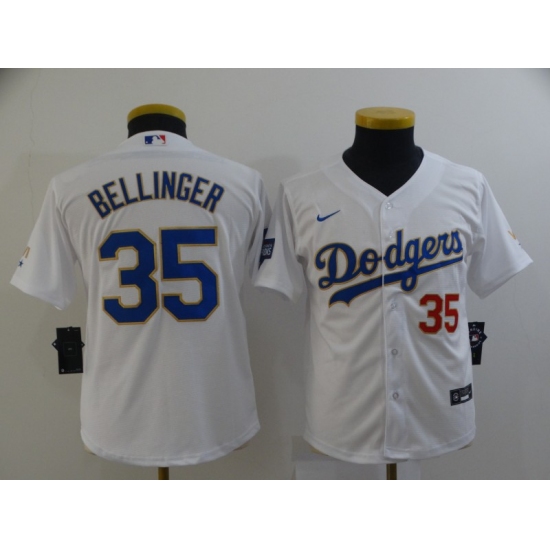 Youth Nike Los Angeles Dodgers #35 Cody Bellinger White Champions Authentic Jersey - Ujersey