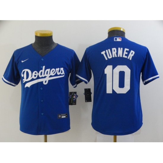 Youth Nike Los Angeles Dodgers #10 Justin Turner Blue Authentic Jersey - Ujersey