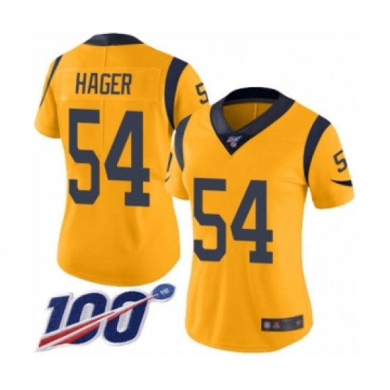 Women's Los Angeles Rams #54 Bryce Hager Limited Gold Rush Vapor Untouchable 100th Season Football Jersey - Ujersey
