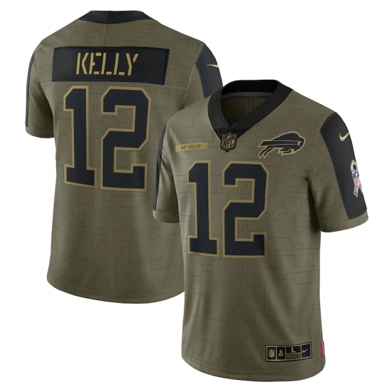 Men's Buffalo Bills #12 Jim Kelly Nike Olive 2021 Salute To Service Retired Player Limited Jersey - Ujersey