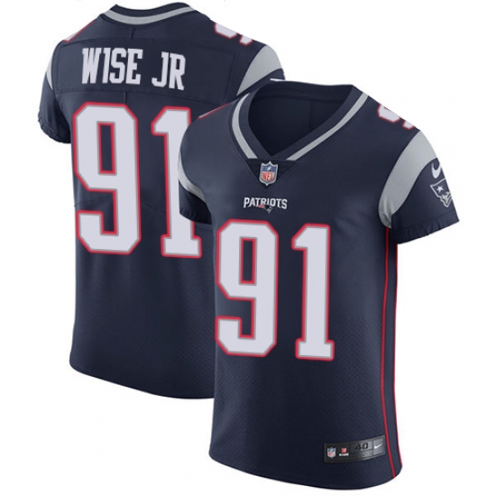 Men's Nike New England Patriots #91 Deatrich Wise Jr Navy Blue Team Color Vapor Untouchable Elite Player NFL Jersey - Ujersey