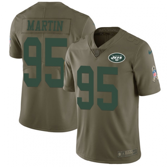 Youth Nike New York Jets #95 Josh Martin Limited Olive 2017 Salute to Service NFL Jersey - Ujersey