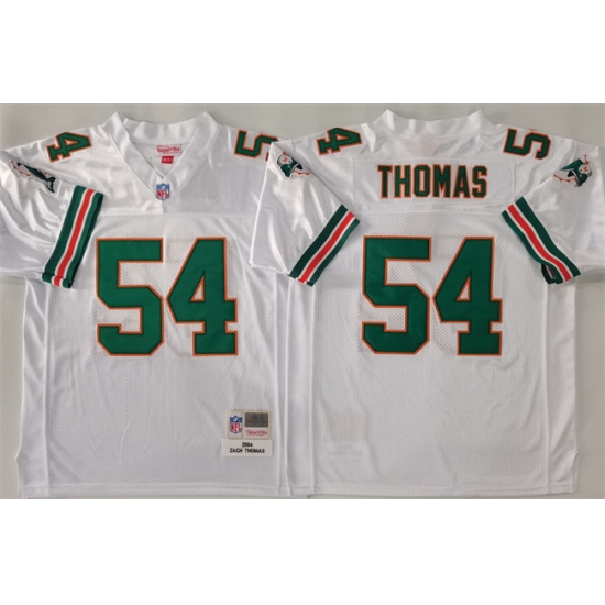 Men's Miami Dolphins #54 Zach Thomas White Throwback Stitched Football Jersey - Ujersey