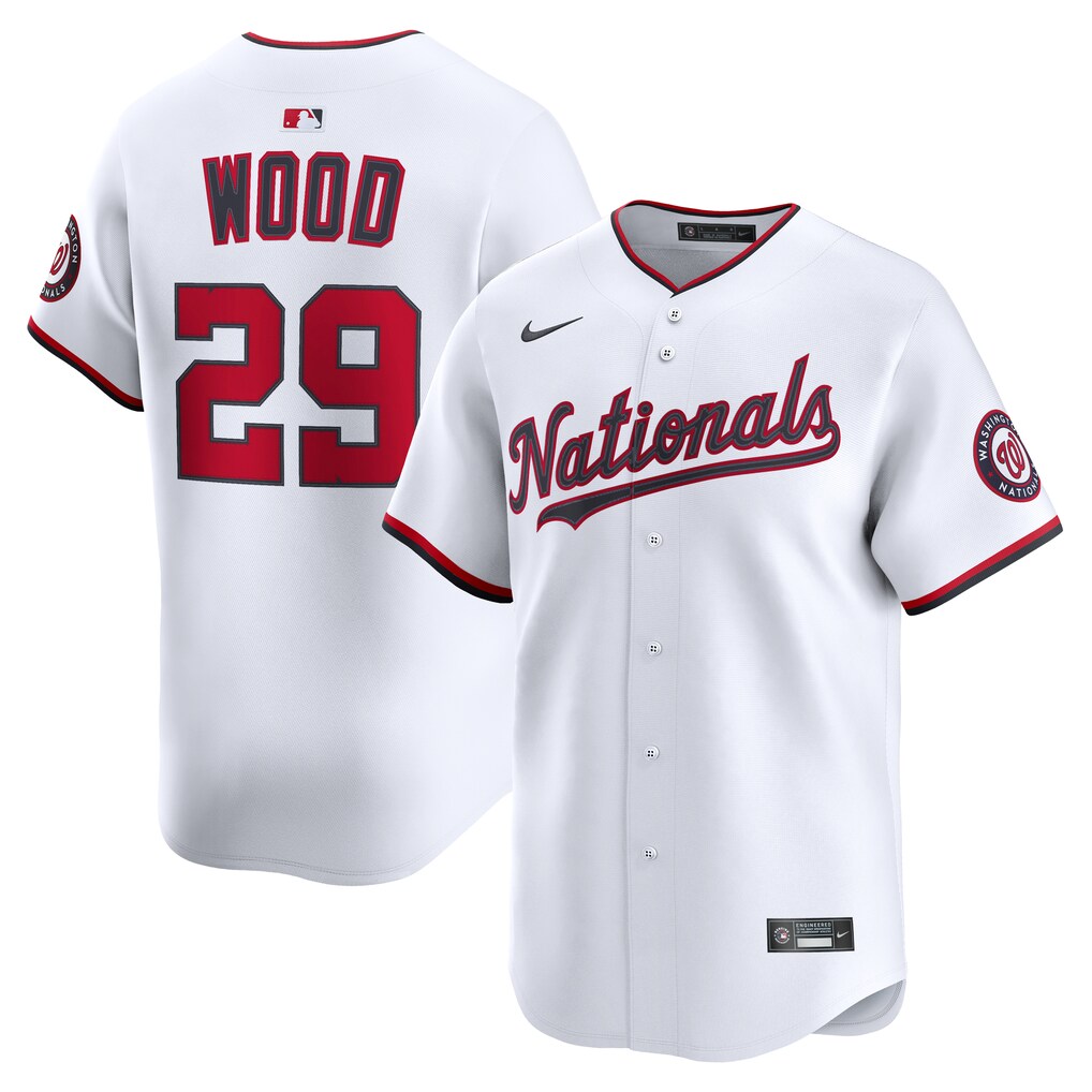 Men's Washington Nationals James Wood Nike White Home Limited Jersey - Ujersey