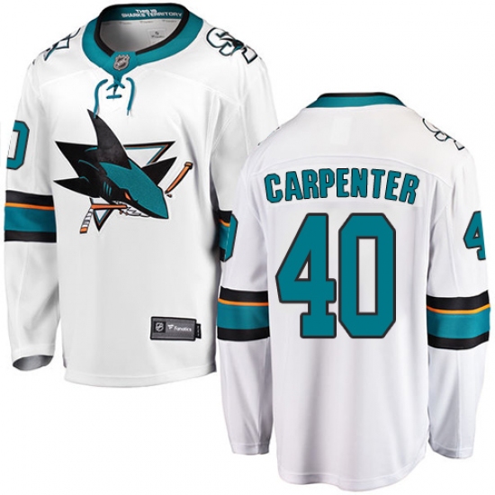Men's San Jose Sharks #40 Ryan Carpenter Fanatics Branded White Away Breakaway NHL Jersey - Ujersey
