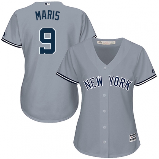 Women's Majestic New York Yankees #9 Roger Maris Authentic Grey Road MLB Jersey - Ujersey