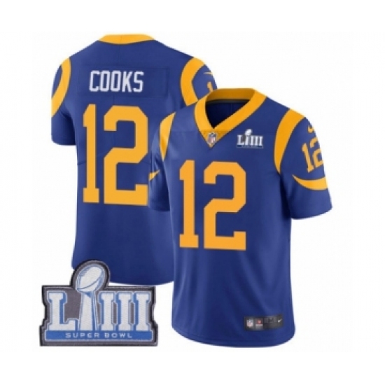 Youth Nike Los Angeles Rams #12 Brandin Cooks Royal Blue Alternate Vapor Untouchable Limited Player Super Bowl LIII Bound NFL Jersey - Ujersey