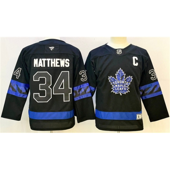 Men's Toronto Maple Leafs #34 Auston Matthews Black 2024-25 Alternate With C Stitched Jersey - Ujersey