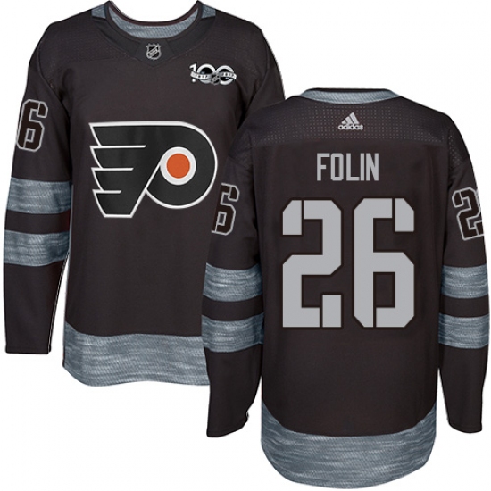Men's Adidas Philadelphia Flyers #26 Christian Folin Authentic Black 1917-2017 100th Anniversary NHL Jersey - Ujersey