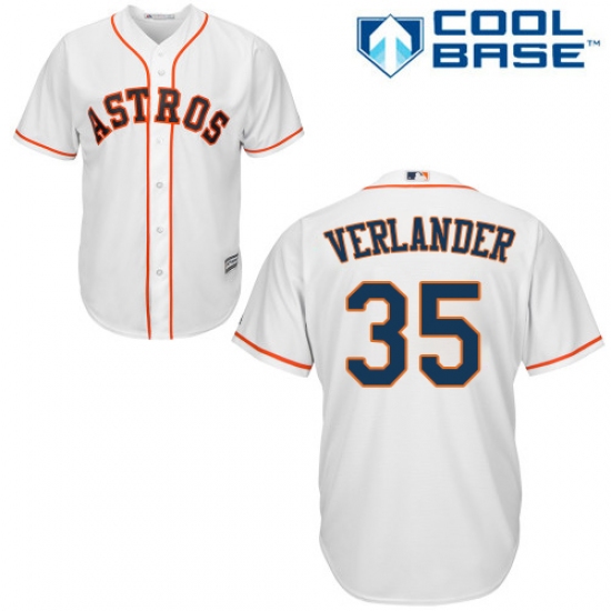 Youth Majestic Houston Astros #35 Justin Verlander Authentic White Home Cool Base MLB Jersey