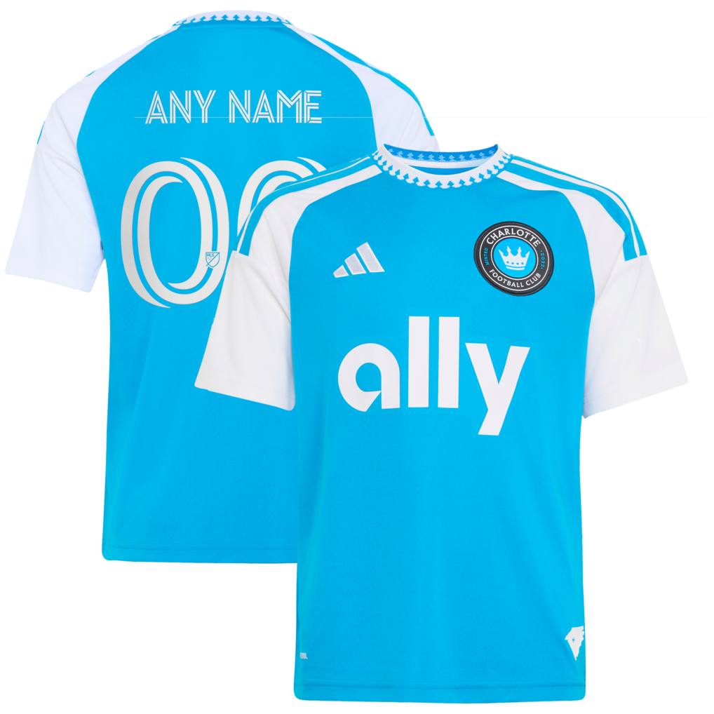 Youth Charlotte FC adidas Blue 2026 Carolina Kit: Crowns Up Replica Custom Jersey - Ujersey