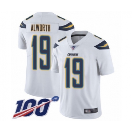 Men's Los Angeles Chargers #19 Lance Alworth White Vapor Untouchable Limited Player 100th Season Football Jersey - Ujersey